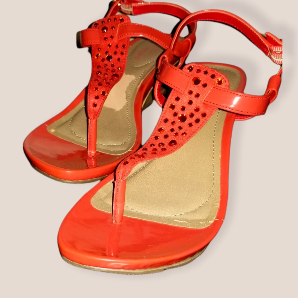 Coral Sequin Thong Sandles